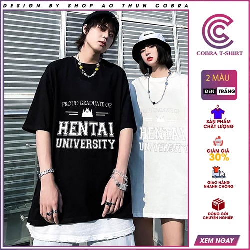Áo Proud Graduate Of Hentai University T-Shirt for Anime dáng rộng in chữ kèm hoạt hình cá tính TEX202111241