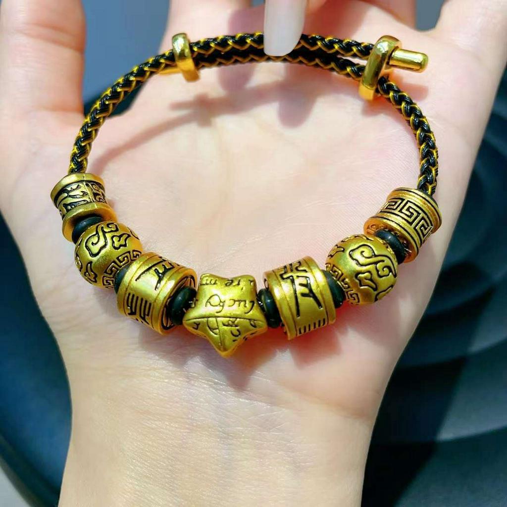 Hạt Màu Vàng Cát Bảo Quản Mạnh Mẽ Không Gây Dị Ứng Làm Mặt Dây Chuyền Thủ Công diy Màu Sắc Cổ Điển Bảo Vệ Mạnh Mẽ Không Gây Dị Ứng Phong Cách Trung Hoa Vòng Đeo Tay Dây Bện Bằng Sợi Nhỏ Thời Trang