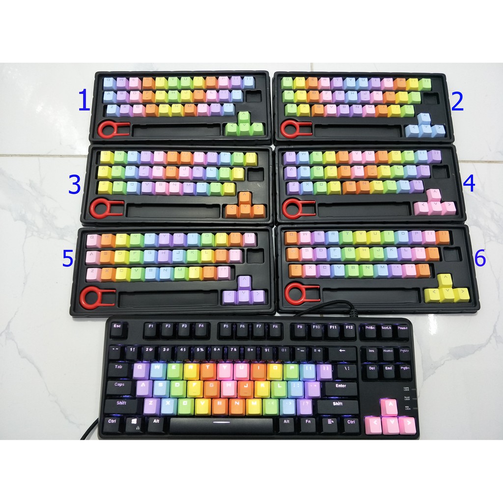 Keycap Rainbow 37 PBT xuyên LED