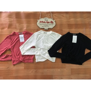 Áo thun body xoắn eo tay dài ngắn