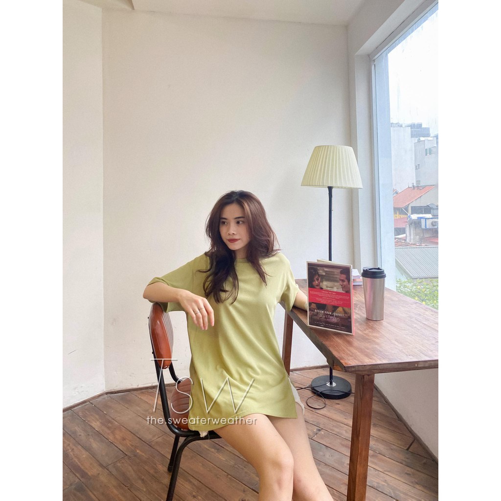 [Mã WASKT304 giảm 15% tối đa 30K đơn 99K] Áo phông dệt kim sần xẻ tà oversize (Ảnh thật) | BigBuy360 - bigbuy360.vn