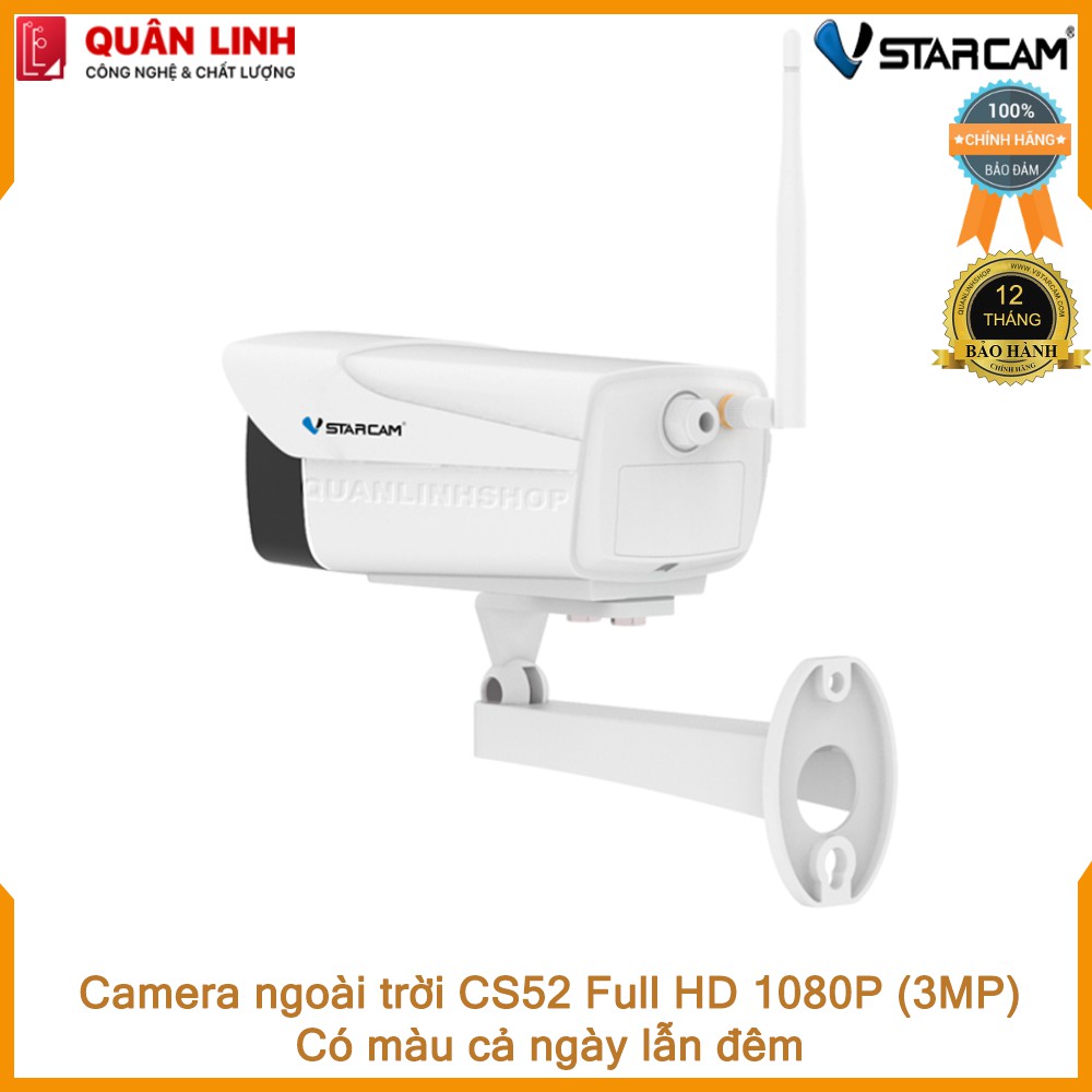Camera ngoài trời Vstarcam CS52 Full HD 1080P (3MP) quay đêm có màu, bảo hành 12 tháng | BigBuy360 - bigbuy360.vn