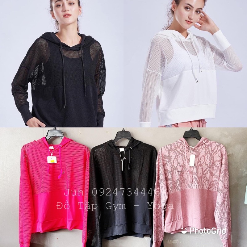 Áo khoác lưới có nón form che bụng