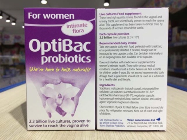 (Date 10/2023) Men vi sinh Optibac Tím (Optibac For Women) 30v/90v