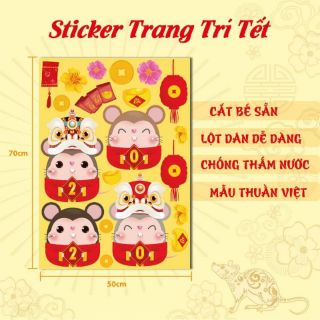 Sticker decal hình dán trang trí tết - Chuột May Mắn 2021