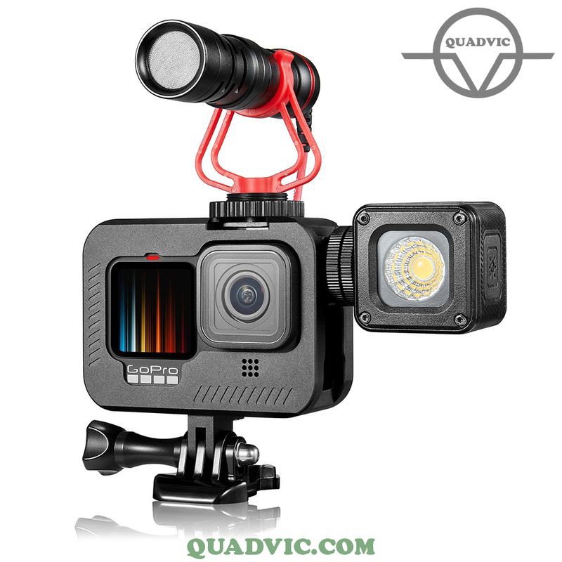 Bộ lồng vỏ bảo vệ gopro 9 hợp kim nhôm gắn đèn mic thu âm QUADVIC.COM N00340 Bảo hành 1 Tháng