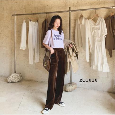 XQU018 Quần nỉ nhung dành cho nữ phong cách Hàn Quốc