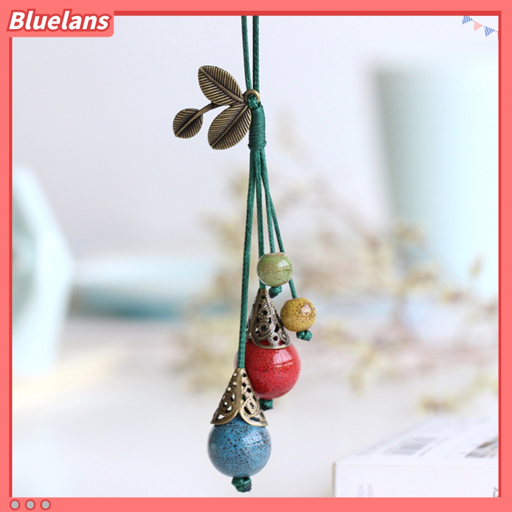 Vòng cổ Mặt Chiếc Lá Đính Hạt Sứ Phong Cách Retro