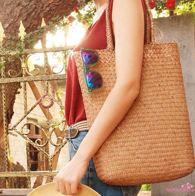 Túi Xách Nữ Đan Rơm Cỡ Lớn Thời Trang