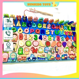 Bảng chữ cái tiếng việt bằng gỗ cho bé, bảng học chữ cái thông minh, đồ chơi gỗ cho bé bé, đồ chơi câu cá cho trẻ