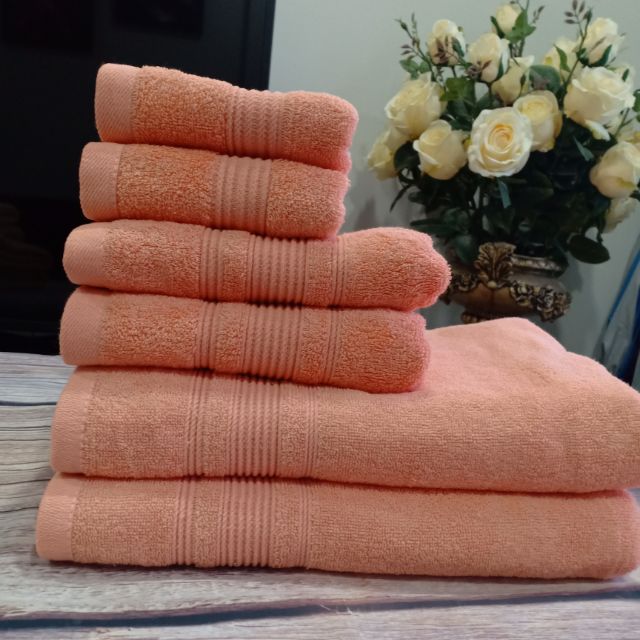 Set 6 Khăn tắm, khăn lau đầu, khăn mặt gia đình siêu rẻ, dí 2 đầu cực đẹp chất bông 100% cotton