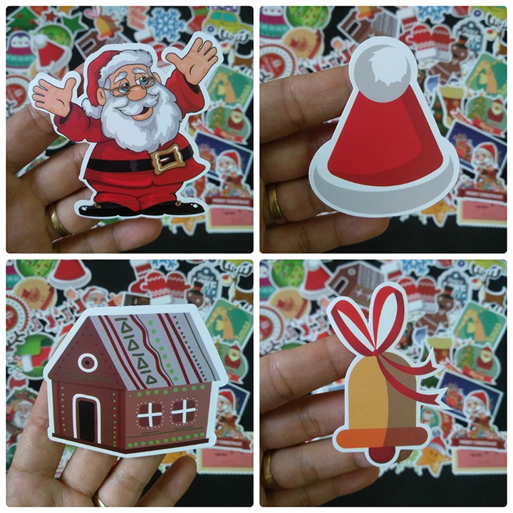 Bộ Sticker dán cao cấp chủ đề GIÁNG SINH - ÔNG GIÀ NOEL - Dùng dán Xe, dán mũ bảo hiểm, dán Laptop...