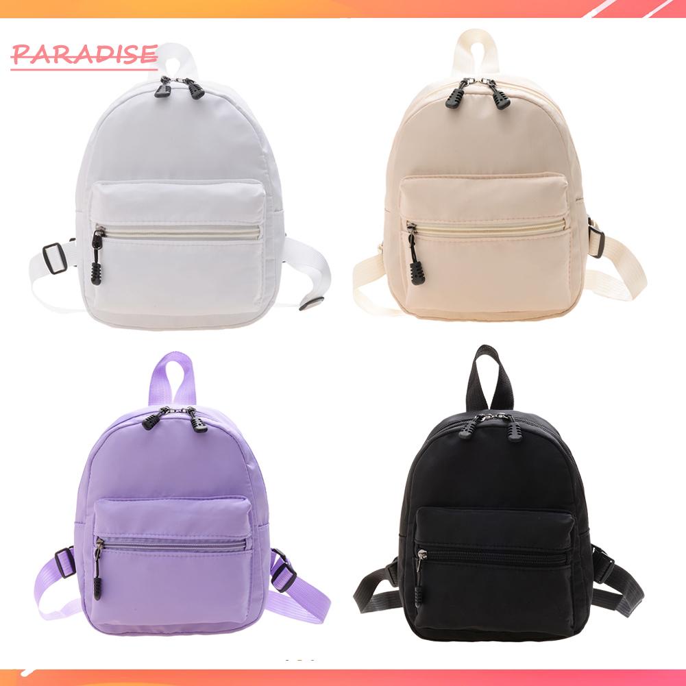 Ba Lô Mini Vải Nylon Màu Trơn Thời Trang Cho Nữ
