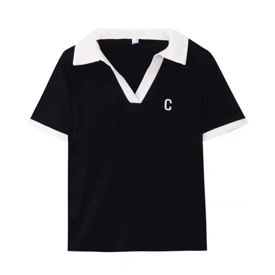 【ZHELIHANGFEI】Áo Thun POLO Ngắn Tay Ôm Dáng Xinh Xắn Dành Cho Nữ