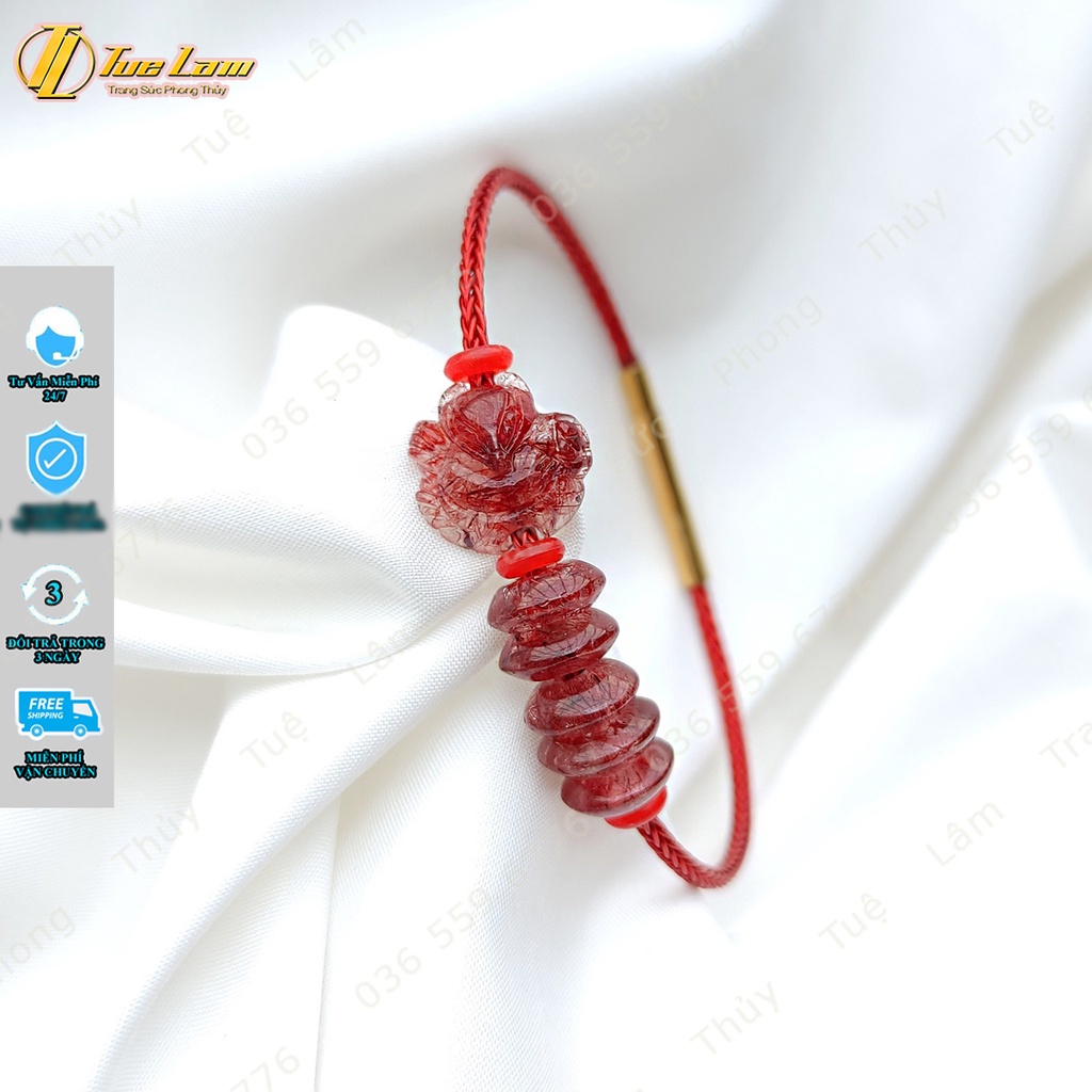Vòng tay may mắn ngũ điếu tài lộc mix hồ ly chúa hạt màu tóc đỏ hợp mệnh hỏa thổ - Tuệ Lâm