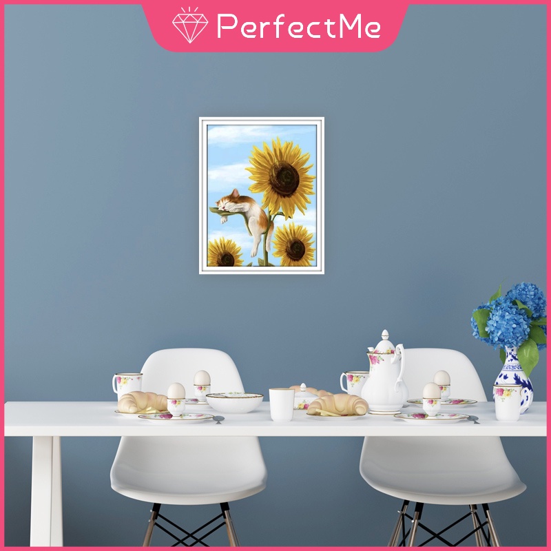 Bộ tranh đính đá 5D họa tiết chú mèo/ hoa hướng dương độc đáo kích thước 30x40cm DIY dùng trang trí nhà cửa