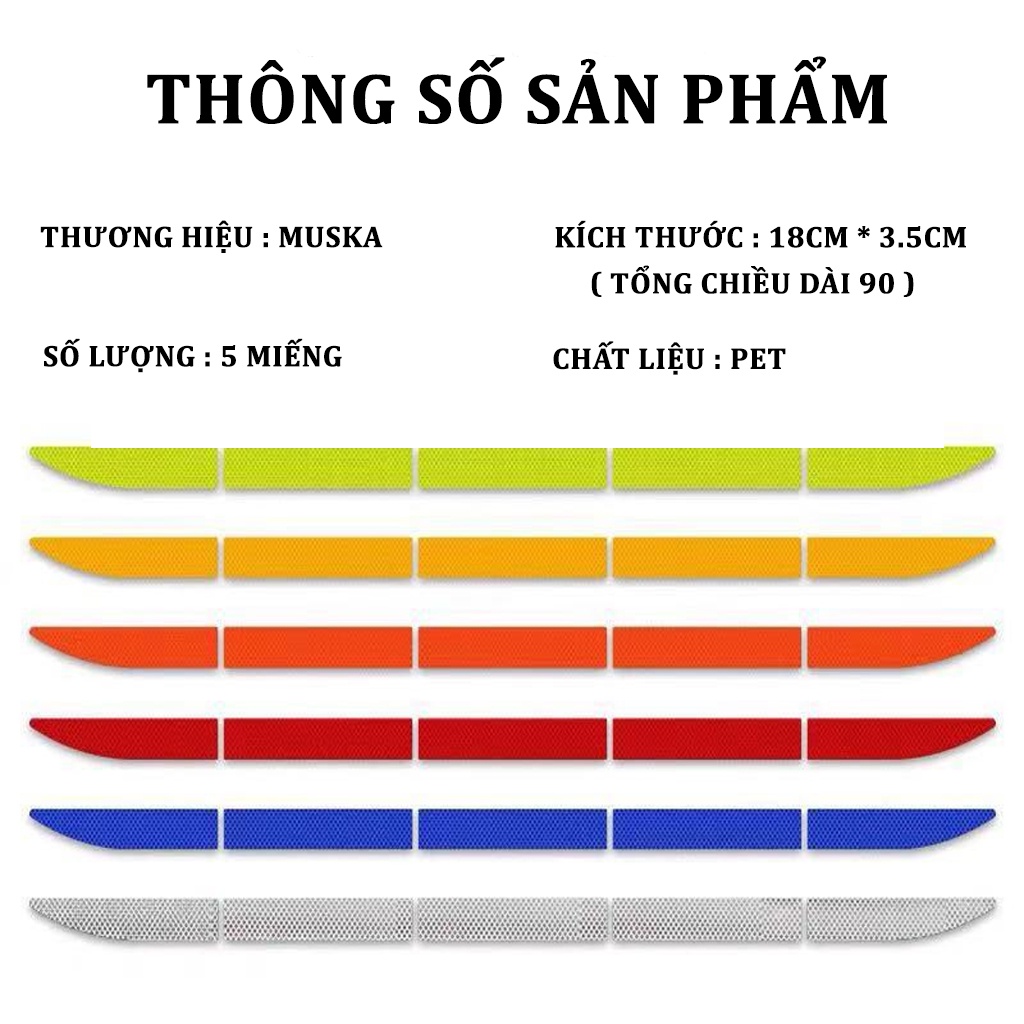 Bộ 5 Miếng Dán Phản Quang Dán Đuôi,Đầu Xe Cảnh Báo Ô Tô CARZONE.TOP