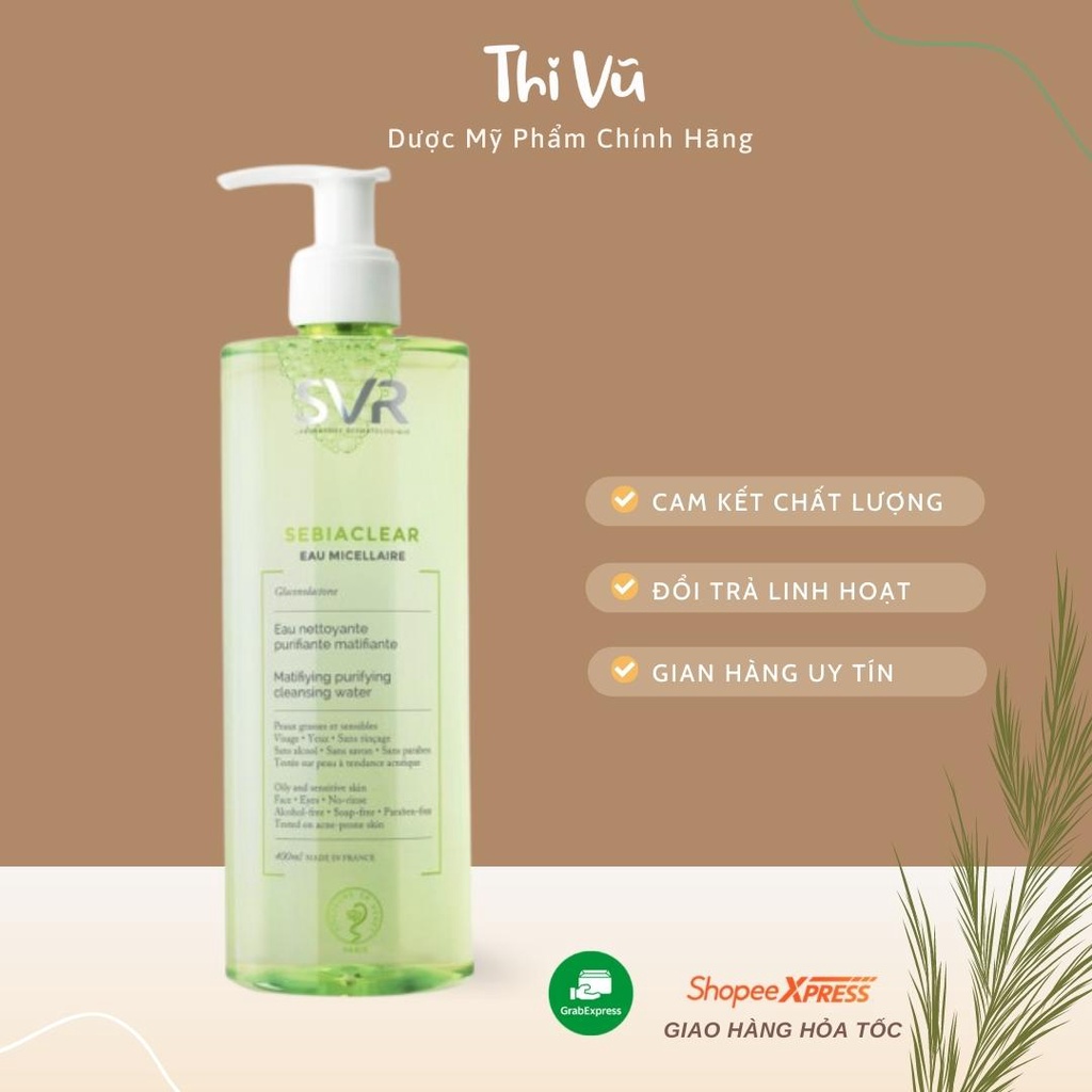 Nước tẩy trang SVR Sebiaclear Eau Micellaire, nước tẩy trang cho da dầu mụn nhạy cảm - Thi Vũ