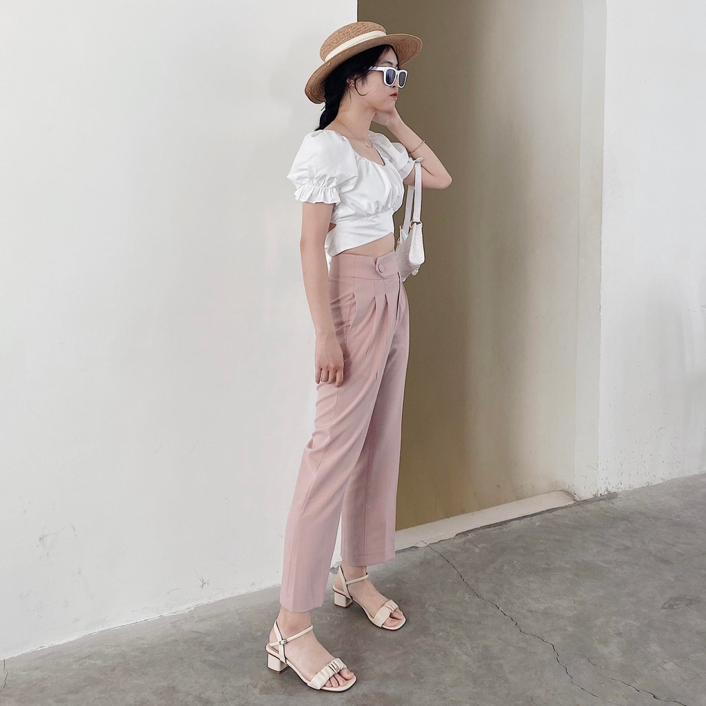 25 STUDIO Quần tây ống suông cạp cao đai lưng bản to Herzi Pants