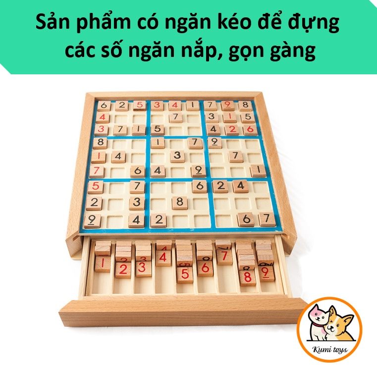 Đồ chơi giáo dục Sudoku bằng gỗ loại đẹp cho bé phát triển toán học Kumi toys