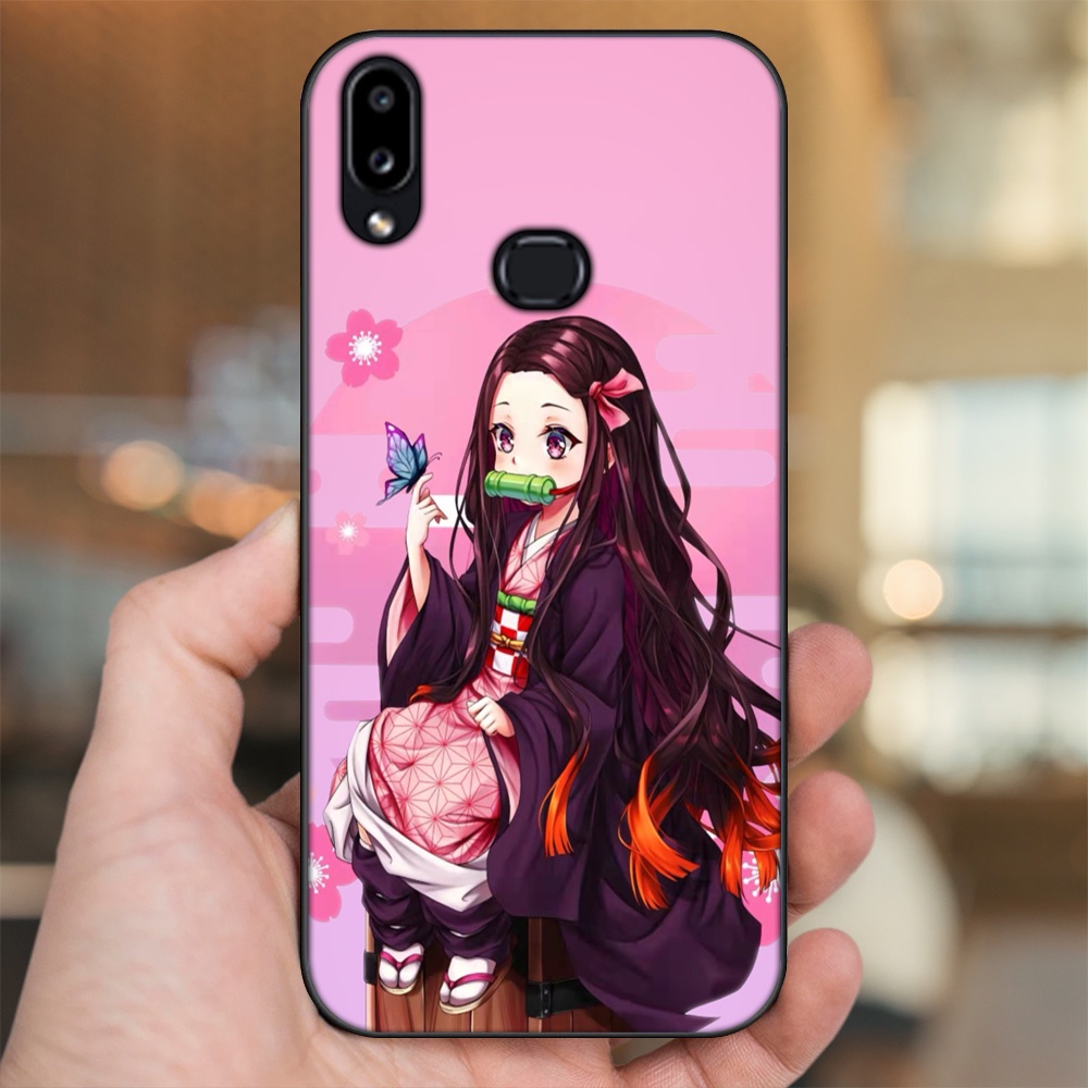 Ốp lưng Samsung A10S viền đen in hình Nezuko Kimetsu no Yaiba