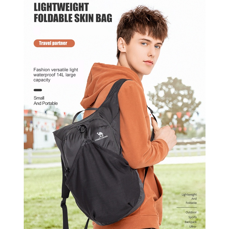Balo thể thao Camel Crown siêu nhẹ 14L không thấm nước gấp gọn được