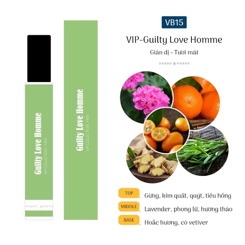VIP GUILTY LOVE HOMME Tinh Dầu Nước Hoa Pháp Cao Cấp by Jayden Boutique