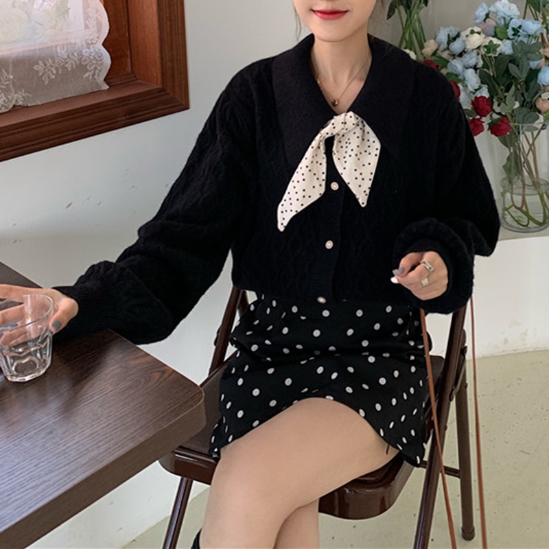 Áo Khoác Len Cổ Búp Bê Dáng Ngắn Phối Nút Cài Họa Tiết Kim Cương Phong Cách Ngọt Ngào Cho Nữ | BigBuy360 - bigbuy360.vn