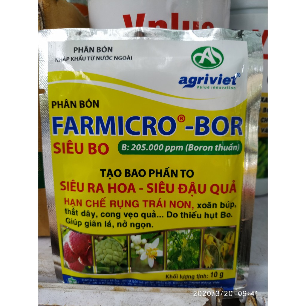 Phân bón Farmicro- Bor siêu Bo Siêu Ra Hoa Siêu Đậu Quả