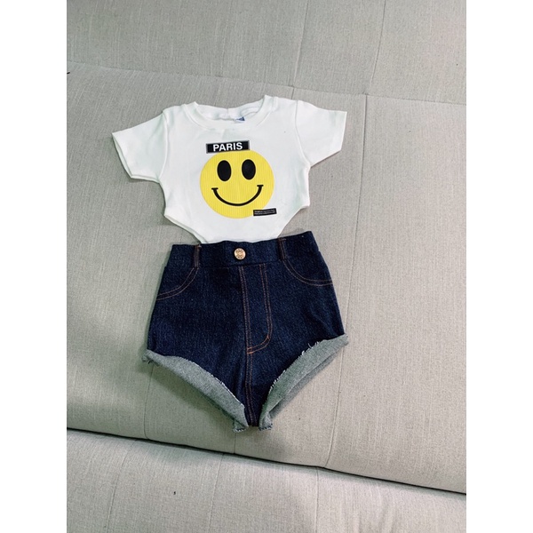 Set quần đùi phối áo body suit  siêu cá tính cho bé