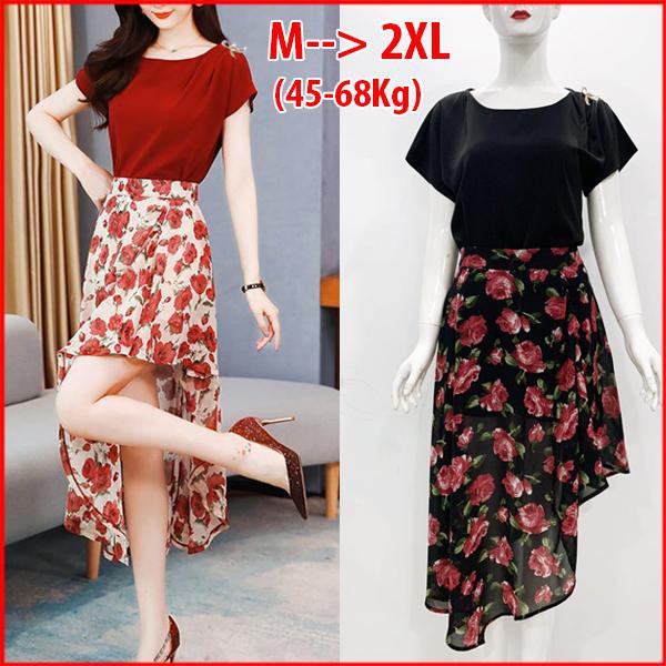 GOTI – Nguyên Set Váy Hoa Vạt Xéo Áo Cánh Dơi Dự Tiệc Cao Cấp 3267