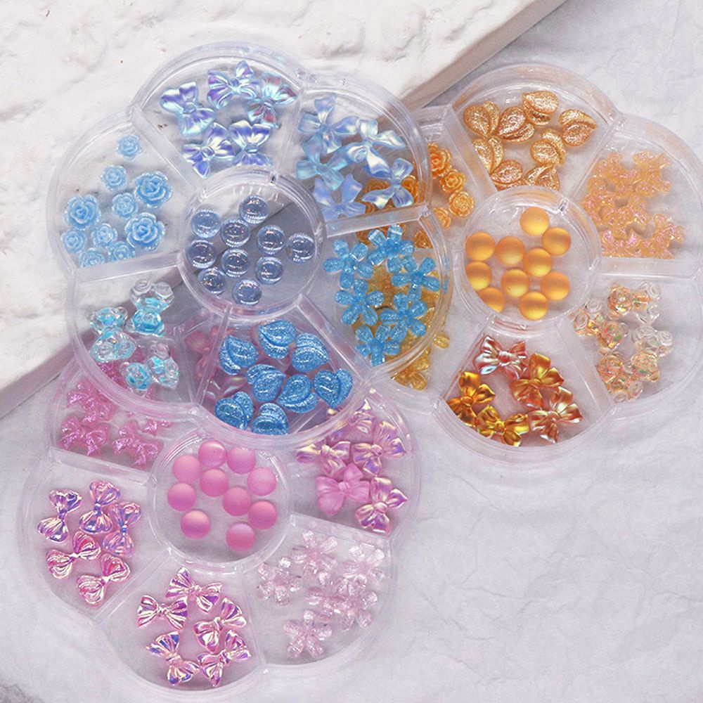 [Hàng mới về] Hộp phụ kiện trang trí móng tay thiết kế 7 ngăn hình hoa hồng/ gấu/ bướm/ hoa 3d độc đáo thời trang