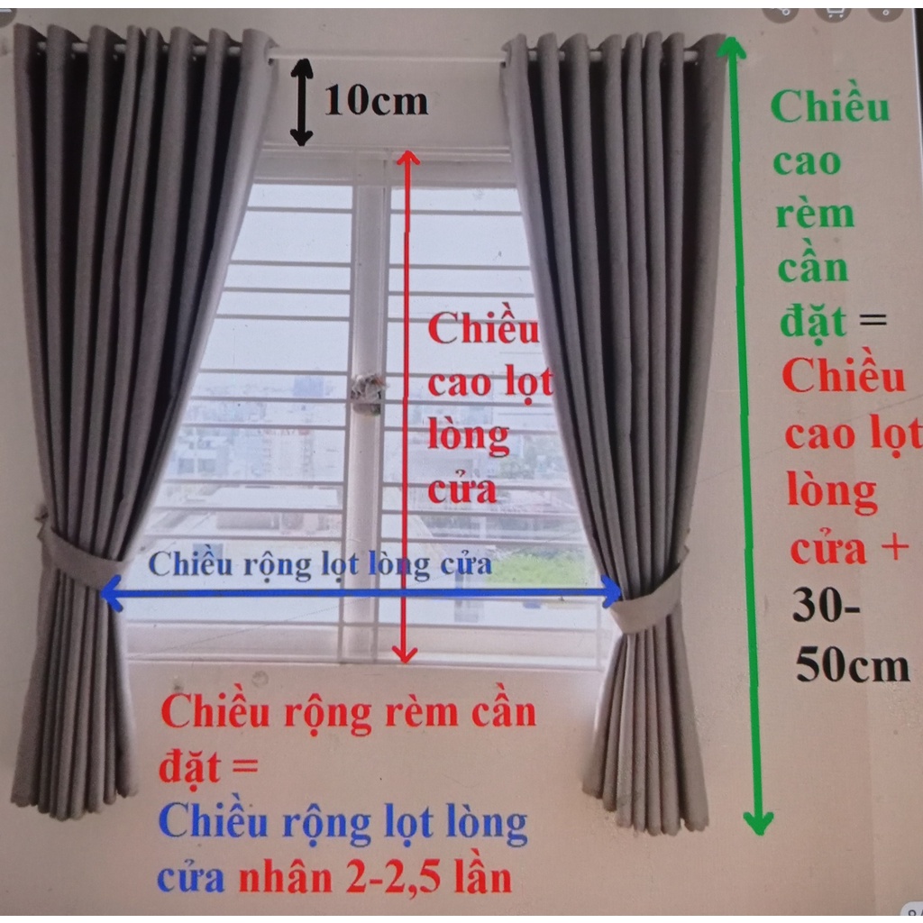 Rèm cửa rộng 3,5m (MÀN CỬA COMBO đầy đủ phụ kiện) - Vải dệt 3 lớp chống nắng, cản sáng, chống tia UV