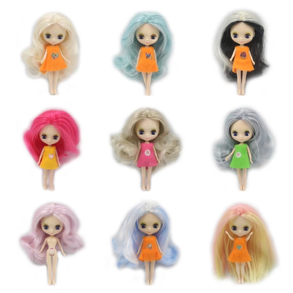 Mini Blythe Mini Ragdoll Nổ Phong Cách Nhiều Màu Tóc Xanh Tím Hồng Nâu Nâu Nổ Tóc Dài Ragdoll Nhỏ 11