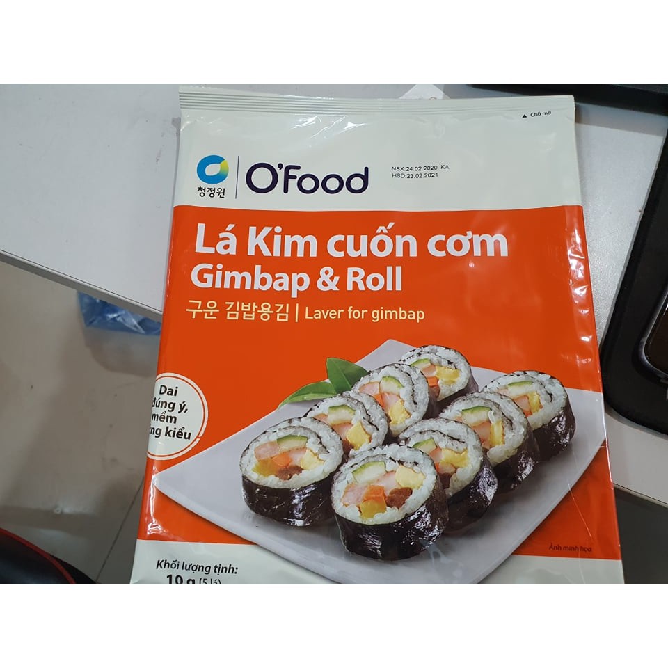 [GÓI 5 LÁ]Rong biển cuộn cơm/ Lá kim cuốn cơm Hàn Quốc O'food 10g (dùng làm gimbap,sushi,...)