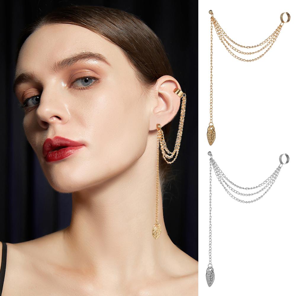 Khuyên Tai Dạng Kẹp Hình Lá Cây Phong Cách Hip Hop Cho Nam Và Nữ