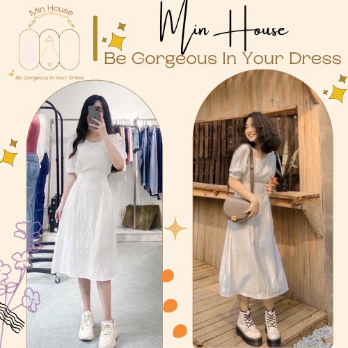 Váy trắng midi dáng dài vintage siêu phẩm sống ảo-váy chụp hình kỷ yếu siêu xinh