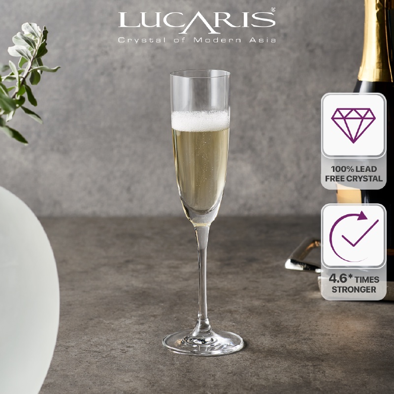 Bộ 6 Ly Uống Rượu Vang Sâm Panh Pha Lê Cao Cấp Lucaris Champagne 165ml Nhập Khẩu Chính Hãng Không Chứa Chì Tokyo S02CP06
