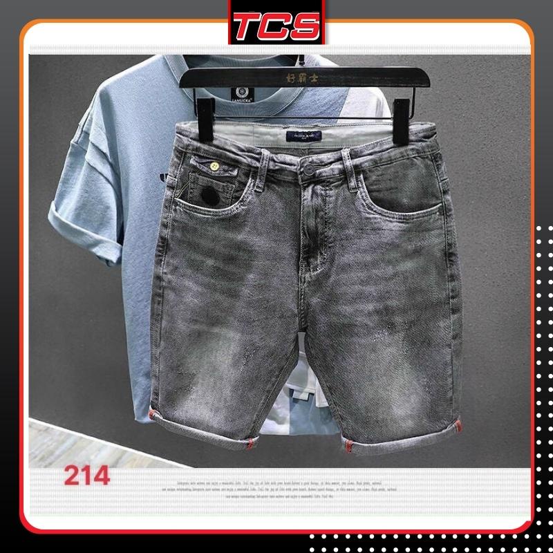 Quần short jean nam lửng màu xám,xanh xách cao cấp chất bò cá tính trẻ trung TCS 208