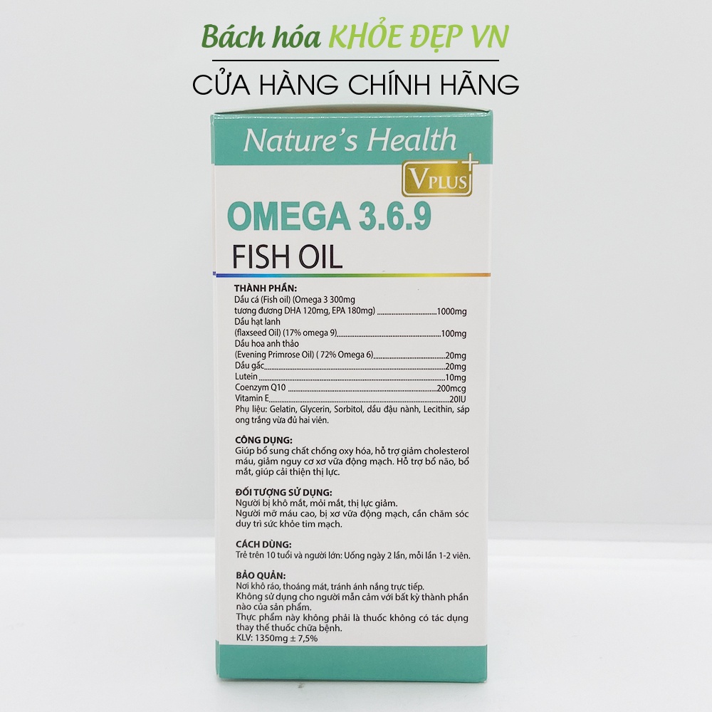 Viên dầu cá Omega 3 6 9 Dầu hạt lanh, dầu gấc, hoa anh thảo - 100 viên
