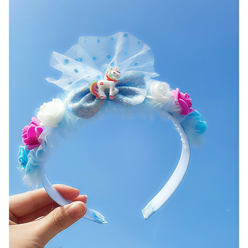 Cài tóc vải von cute công chúa cho bé gái có lò xo nhúng cao cấp