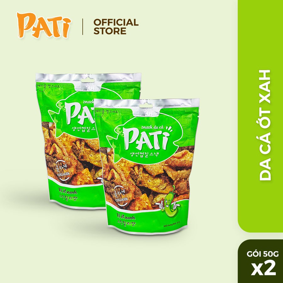 Snack Da Cá PATI Cao Cấp Chiên Giòn Vị Ớt Xanh/ Trứng Muối