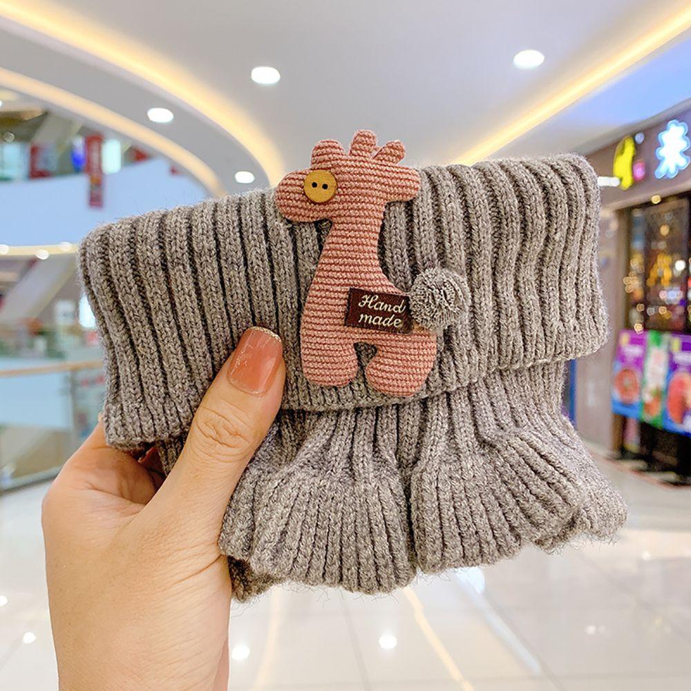 Khăn Choàng Cổ Đan Len Dày Dặn Giữ Ấm Họa Tiết Hoạt Hình Dễ Thương Thời Trang Mùa Đông Cho Bé Gái