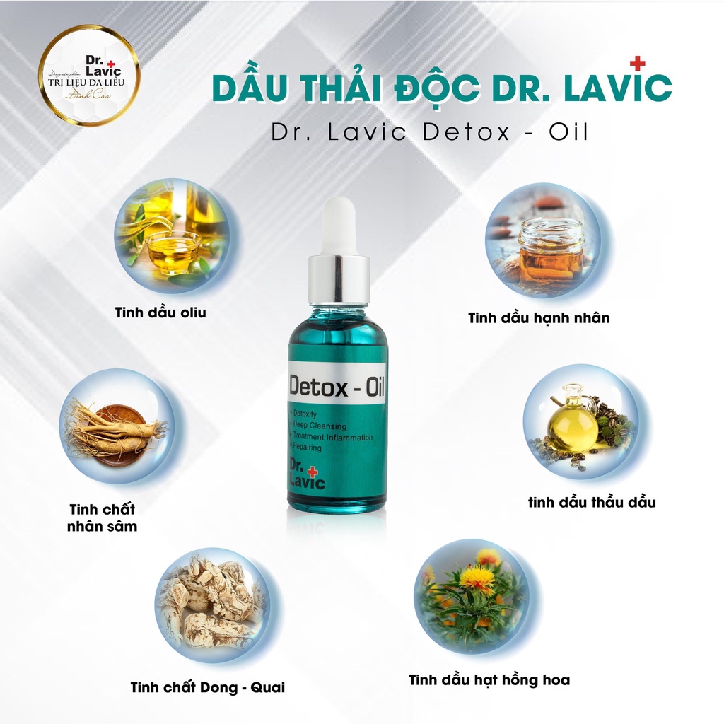 Dầu thải độc tố cho da dầu mụn và nhảy cảm. Cải thiện sưng, kích ứng da, tái tạo da - Dr.Lavic detox-oil - 30ml
