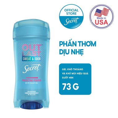 Lăn khử mùi 48H Secret Out Last Thơm Mịn Khô Thoáng Sweat &amp; Odor Protecting Powder Clear Gel 73g