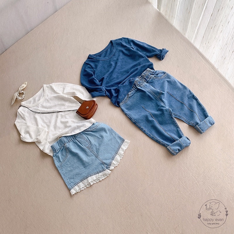 [Hình thật] [Freeship xtra] Quần short denim cotton mềm mỏng mát cho bé gái, phối ren thêu boi trắng, phù hợp mặc mùa hè