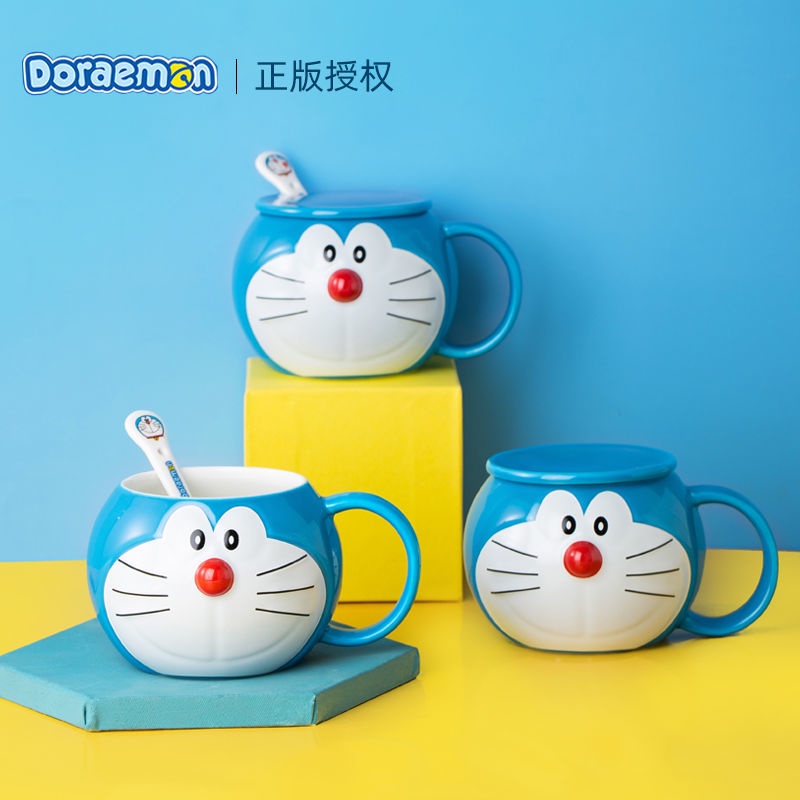 ✨Cốc Sứ Uống Cà Phê In Hoạt Hình Doraemon Kèm Muỗng Và Nắp Đậy Dùng Làm Quà Tặng Sinh Nhật