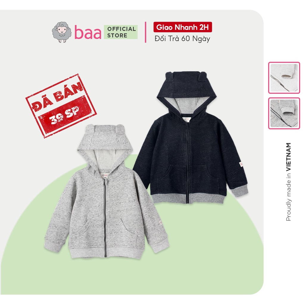 Áo khoác cho bé gái, bé trai từ 1 tuổi - 7 tuổi, áo khoác có nón cho bé Baa Baby - UT-AK04D-02