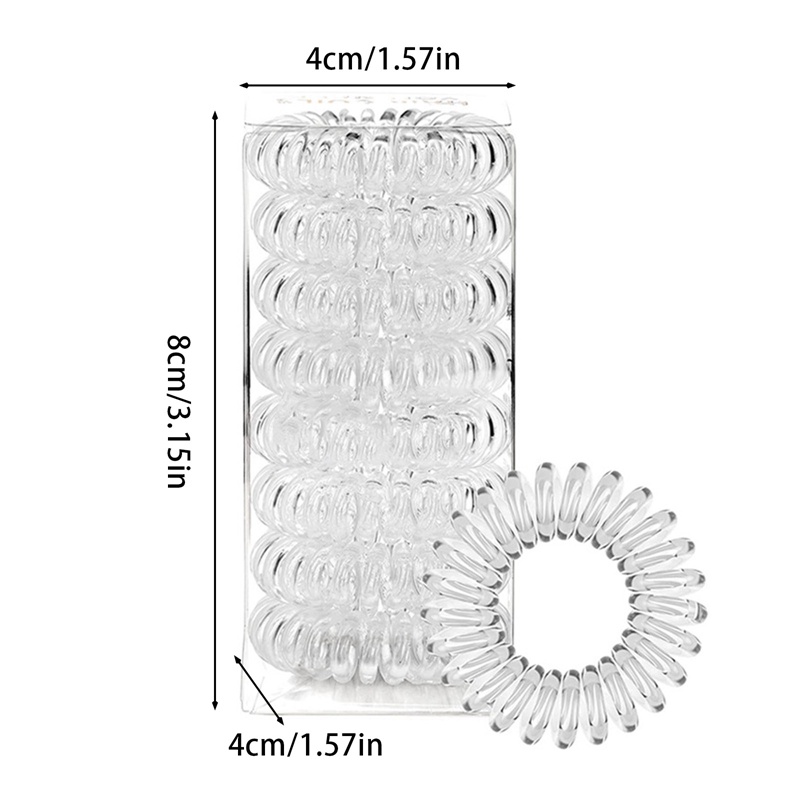 Bộ 8 Dây Cột Tóc Dạng Xoắn Ốc Độ Đàn Hồi Cao Màu Sắc Trơn Không Gây Mỡ