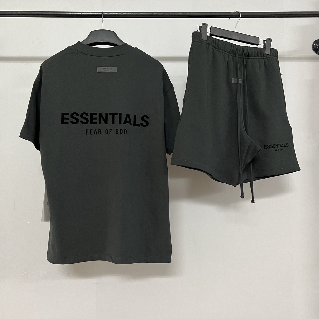 Áo và quần Fear Of God FOG Essentials SS22 Stretch Limo in nhung bản cao cấp, Set đồ FOG Essentials